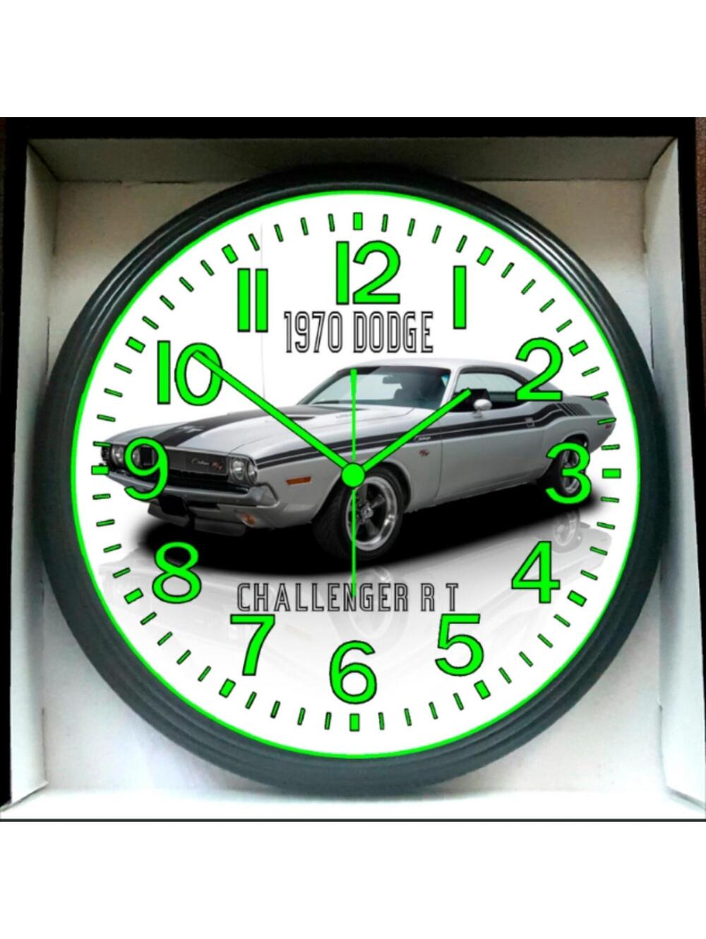 1970 Dodge Challenger RT Glow In The Dark Wall Clock New!